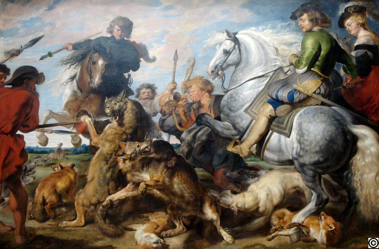 Farkas és róka vadászat alkotó: Peter Paul Rubens
