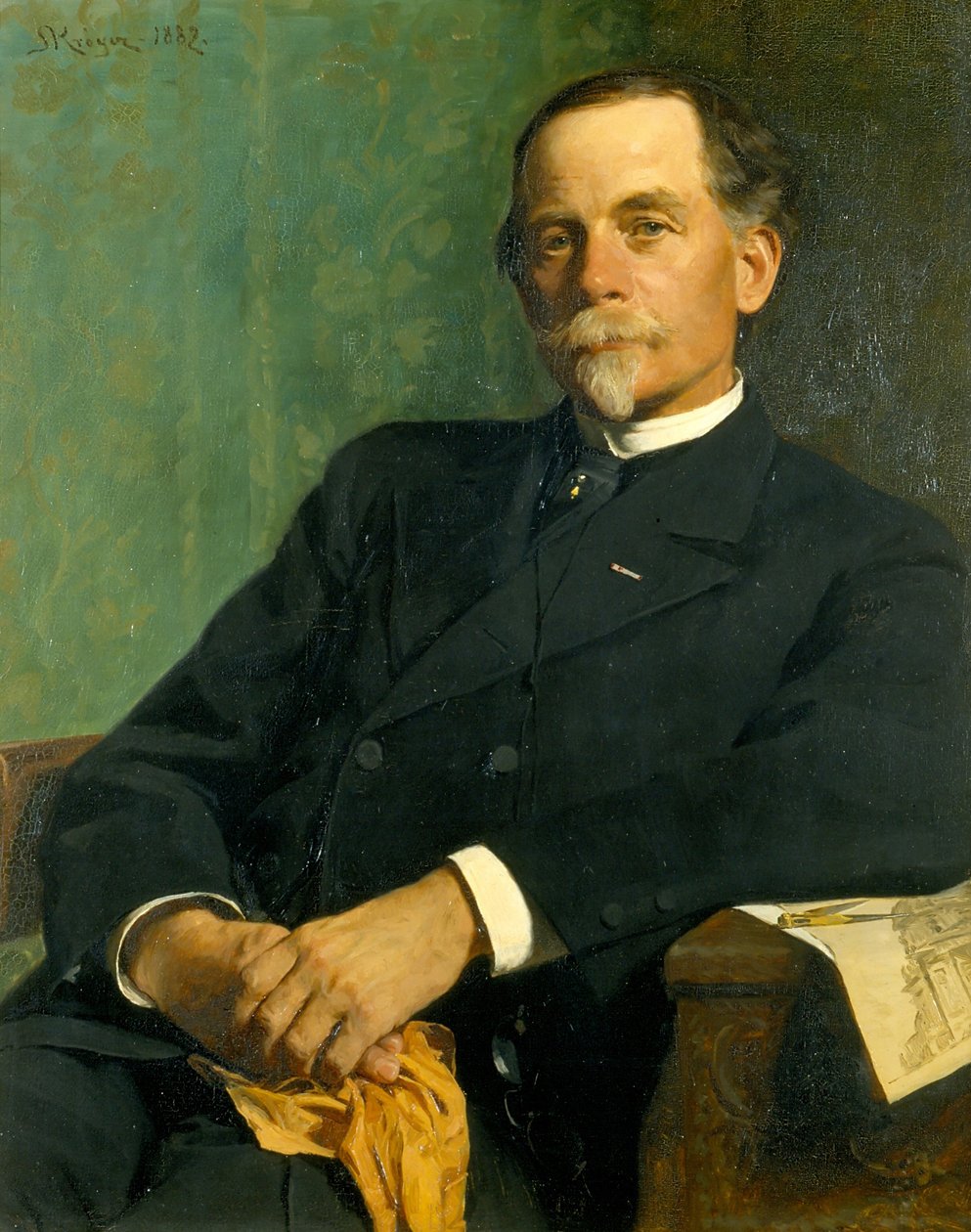 Építész, F. Meldahl professzor ül alkotó: Peder Severin Krøyer