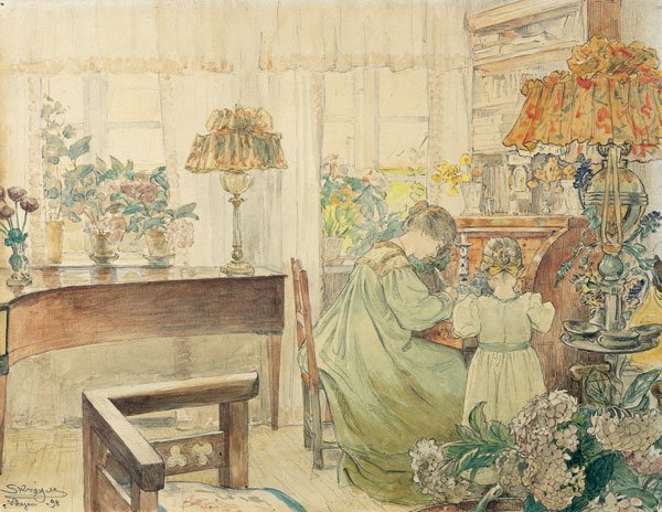 Marie és Vibeke Kroyer a Skagen Plantage ház íróasztalánál alkotó: Peder Severin Krøyer