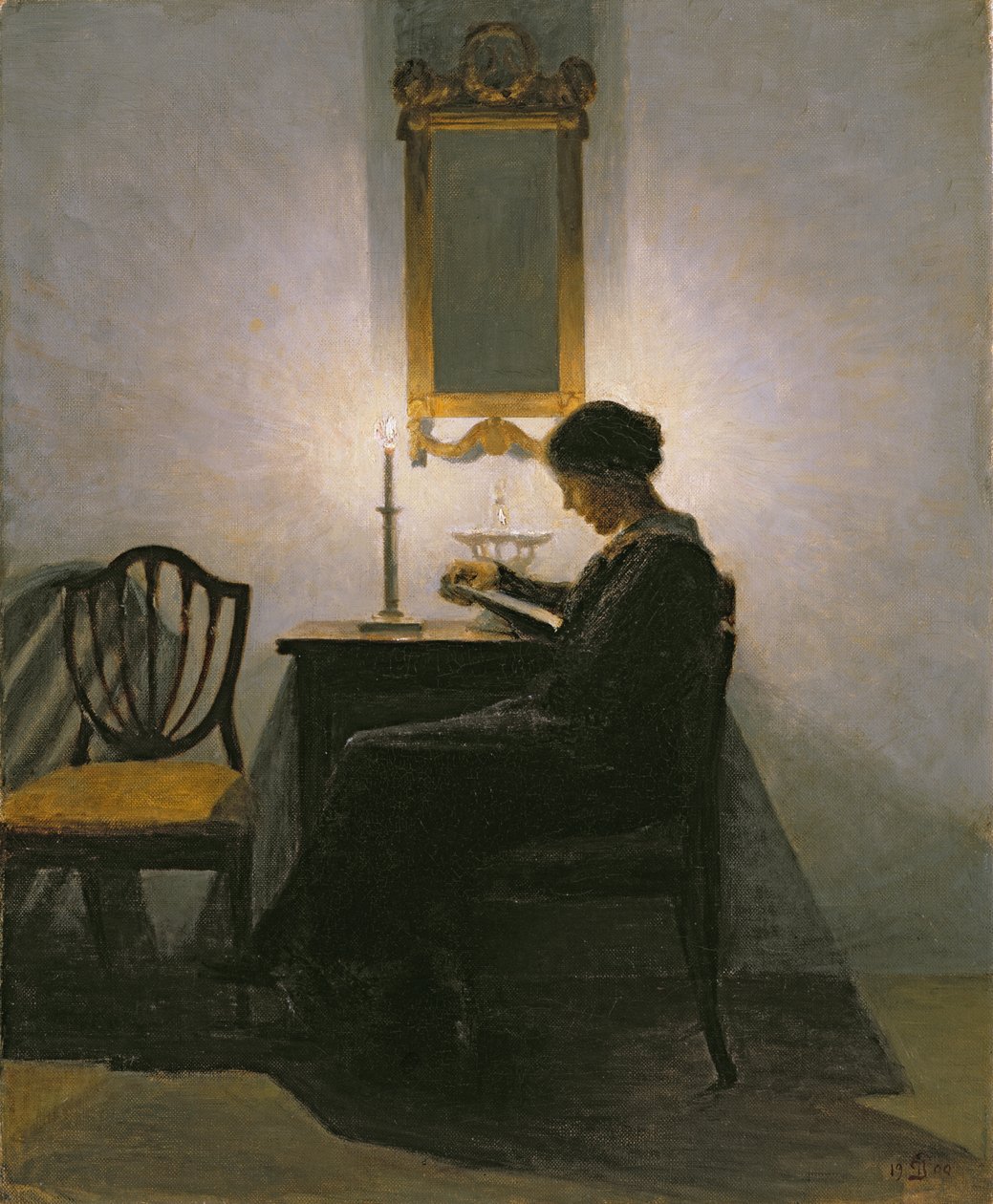 Gyertyafénynél olvasó nő, 1908 alkotó: Peter Vilhelm Ilsted
