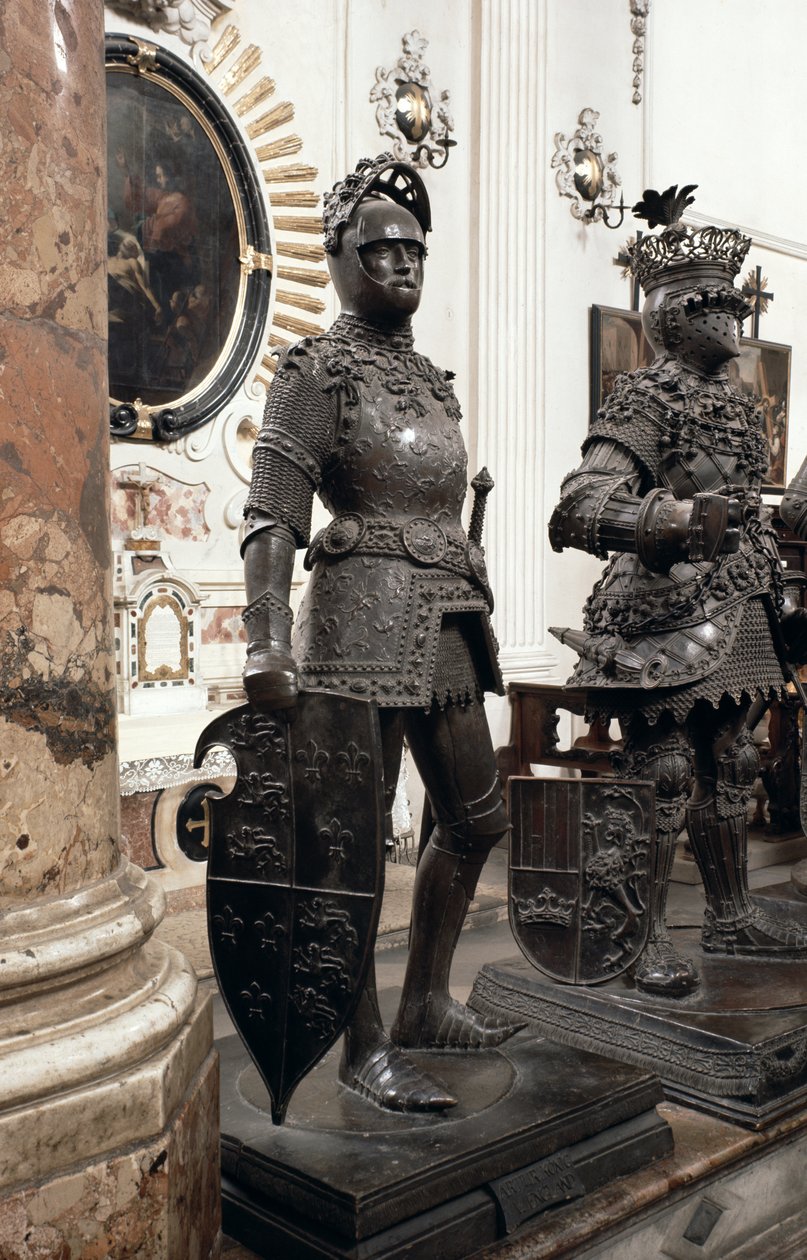Arthur király, szobor I. Maximilian sírjából, Innsbruck, 1513 (bronz) alkotó: Peter Vischer