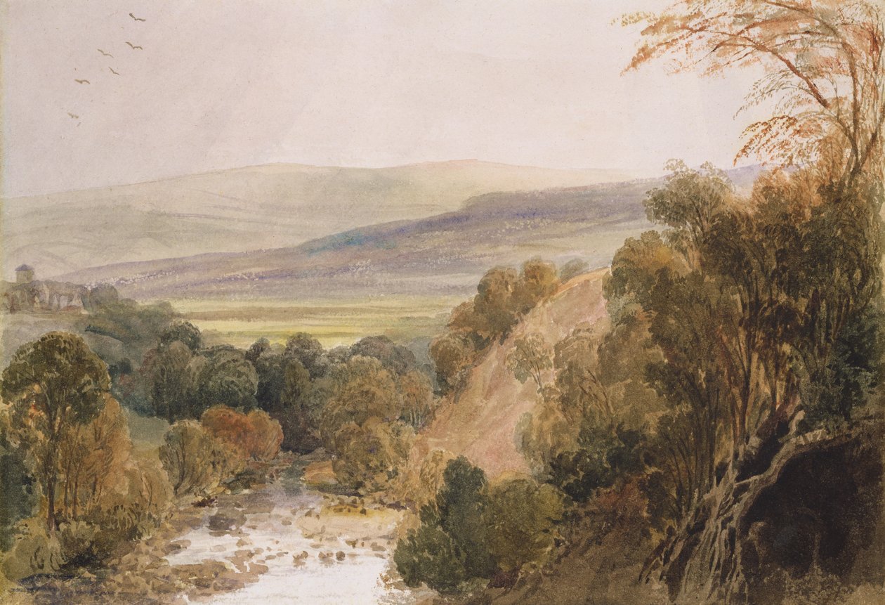 Kilátás a Wharfe folyóra, Bolton közelében, Yorkshire (wc papíron) alkotó: Peter de Wint