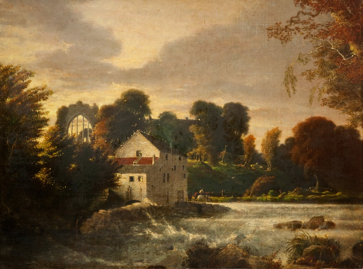 Vízimalom az egglestone-i apátság közelében, Durham, 1814 körül alkotó: Peter de Wint