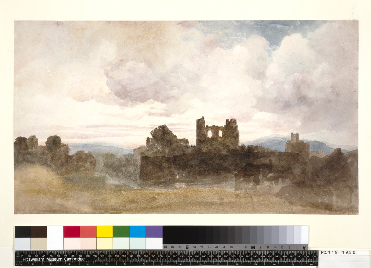 PD.118-1950 Caerphilly Castle (wc és ceruza papíron) alkotó: Peter de Wint