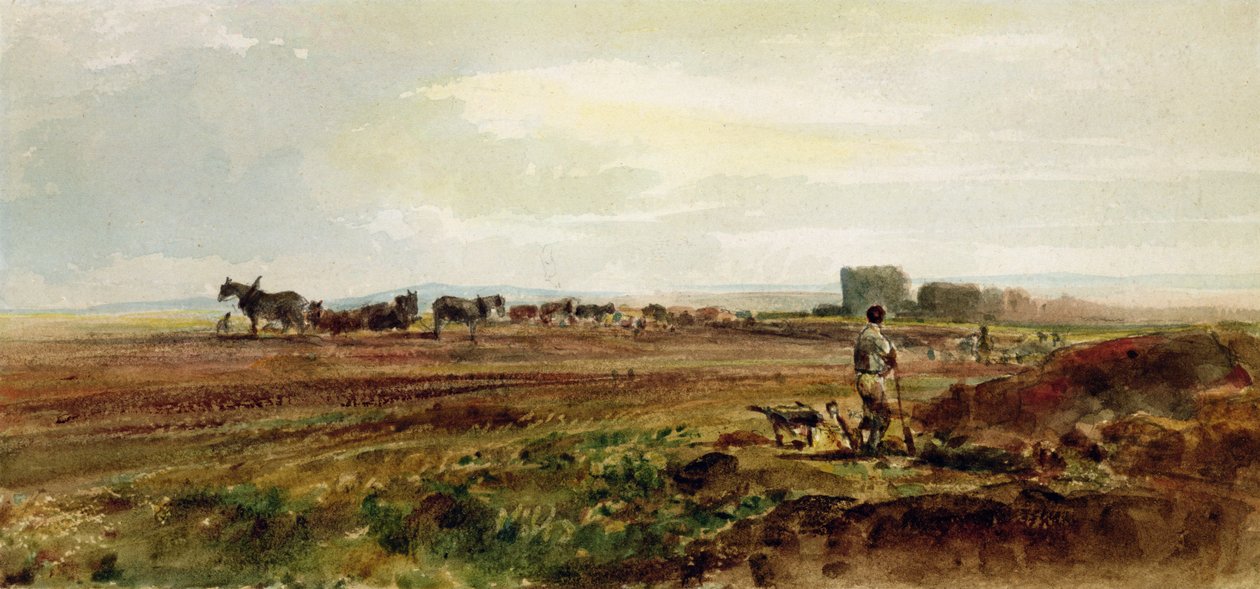 Plowing the Heathland, Lincolnshire (wc papíron) alkotó: Peter de Wint
