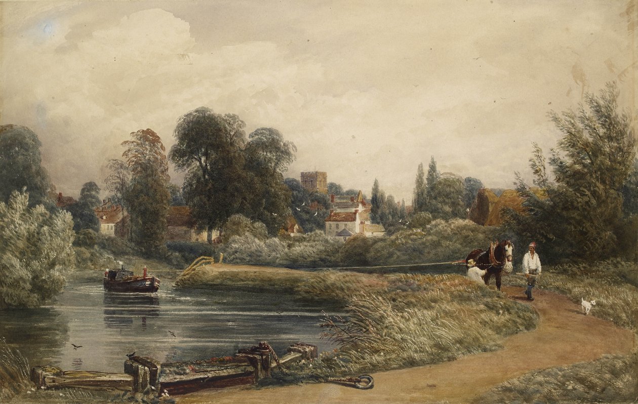 Iffley látképe a folyó felől, 1841 (wc kihúzással) alkotó: Peter de Wint