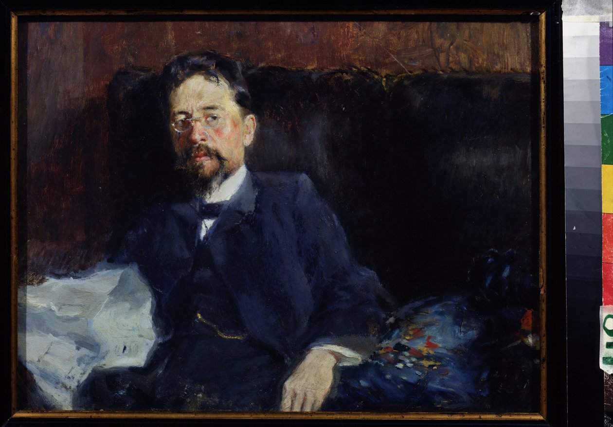 Anton Csehov (1860-1904) író portréja (A. Csehov szerző portréja). Pjotr ​​Alekszandrovics Nilus (Pierre Nilous) (Nilouss) festménye (1869-1940/1943), olaj, vászon alkotó: Peter Alexandrovich Nilus
