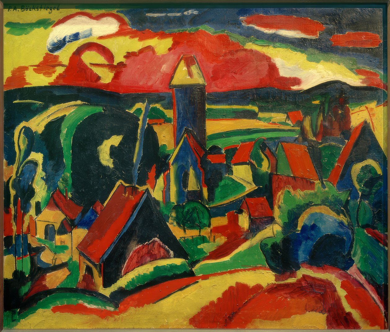 Dornberg (Blick vom Mühlenberg auf Kirchdornberg) alkotó: Peter August Böckstiegel