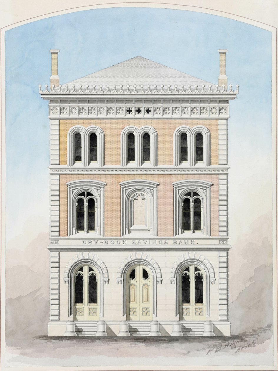 Dry Dock Savings Bank, New York City, New York, Pályázati tervrajz alkotó: Peter Bonnett Wight