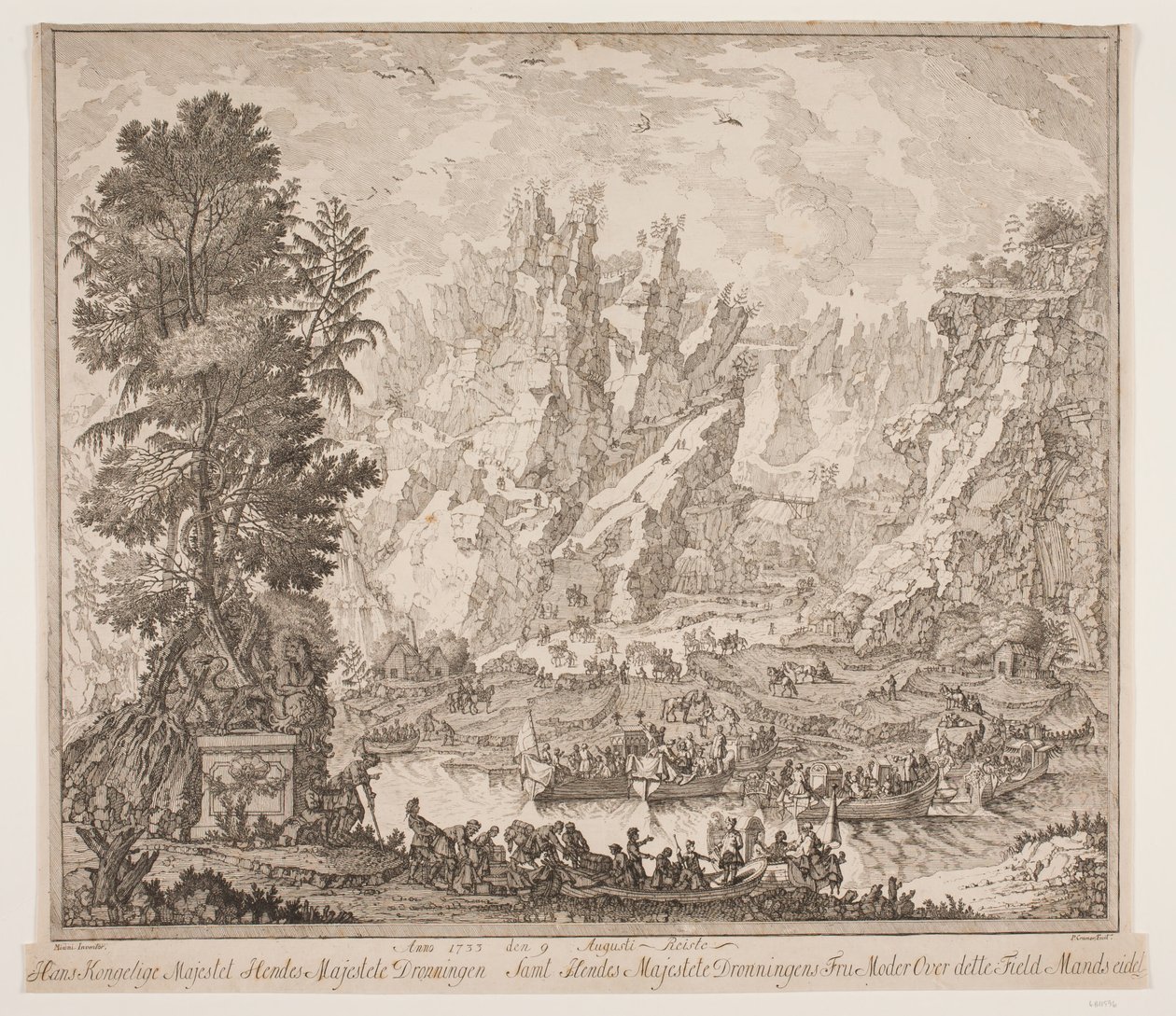 Anno 1733 augusztus 9-én Ő Királyi Felsége Őfelsége a Királynő és Ő Felsége a Királynő Asszonya ezen a Mansseidet-mezőn utazott alkotó: Peter Cramer