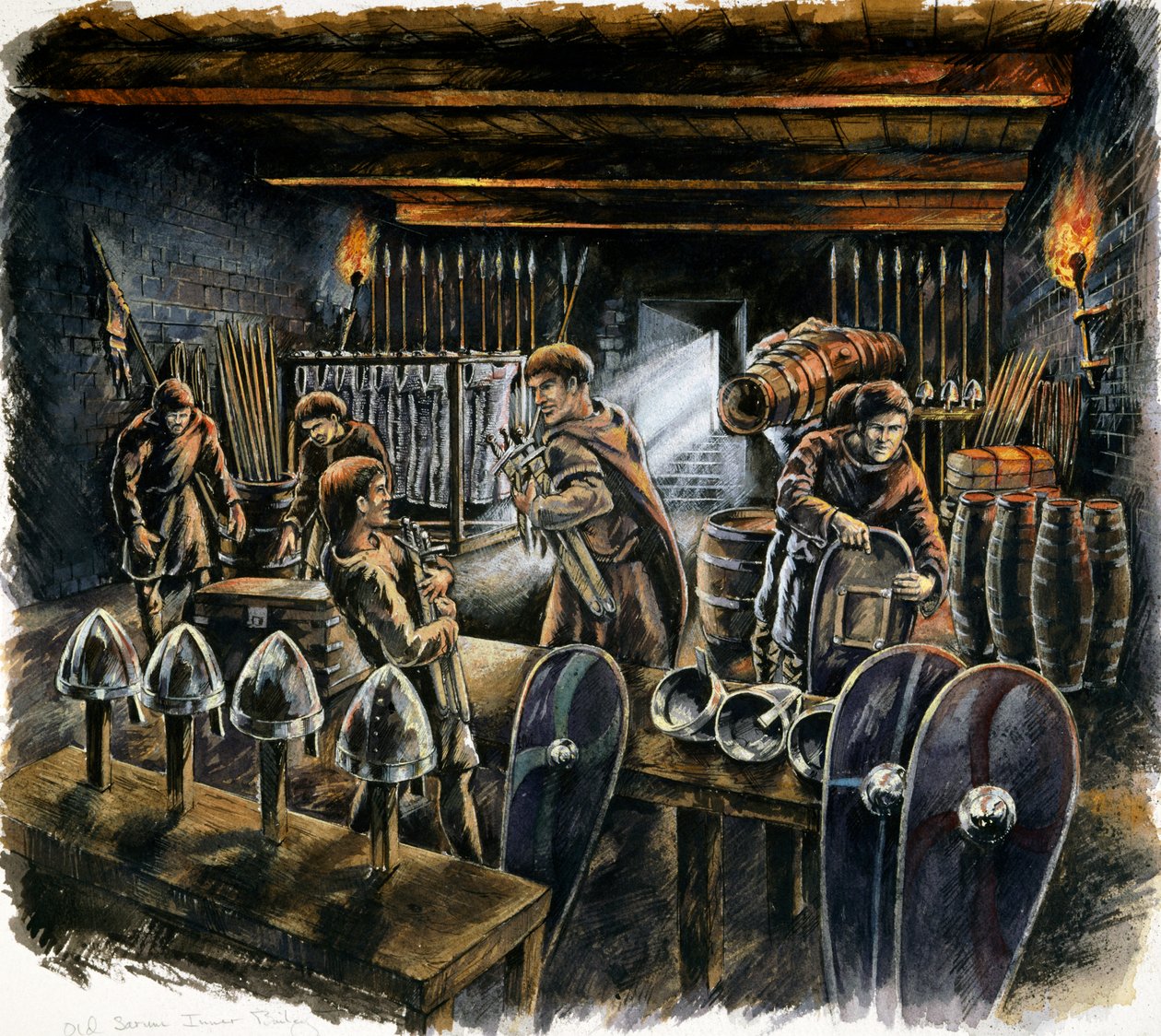 Régi Sarum nagy torony pince, c1130, c1990-2010 alkotó: Peter Dunn