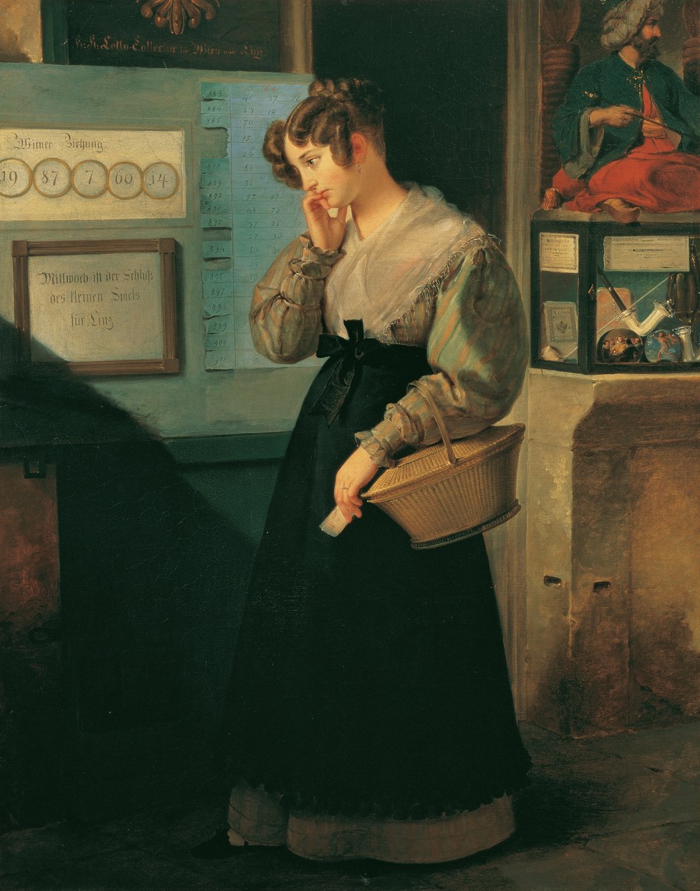 Lány egy lottóbolt előtt, 1829. alkotó: Peter Fendi
