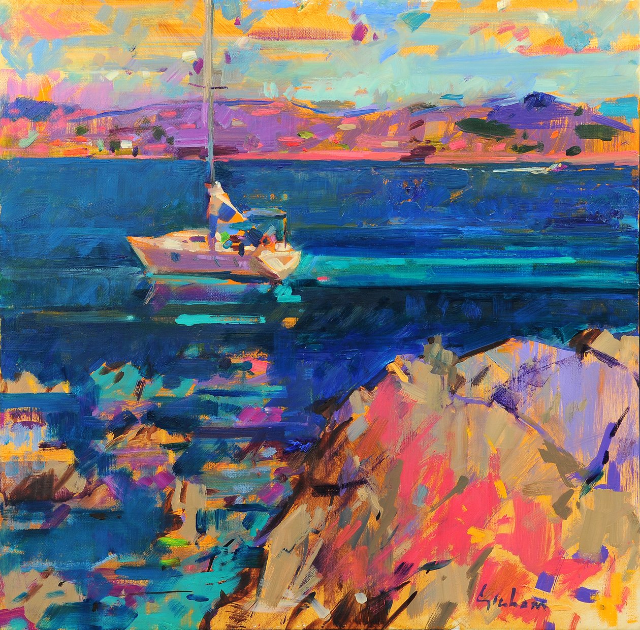Anchorban, St Tropez-parton alkotó: Peter Graham (Contemporary)