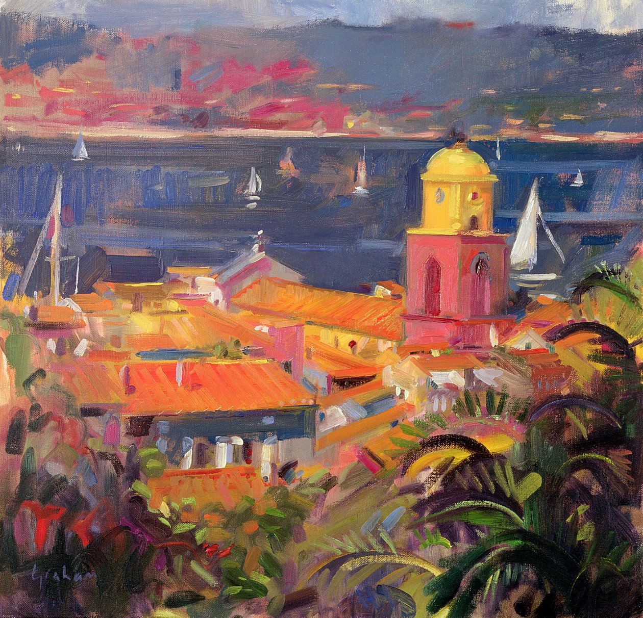 St Tropez vitorlázás, 2002 alkotó: Peter Graham (Contemporary)
