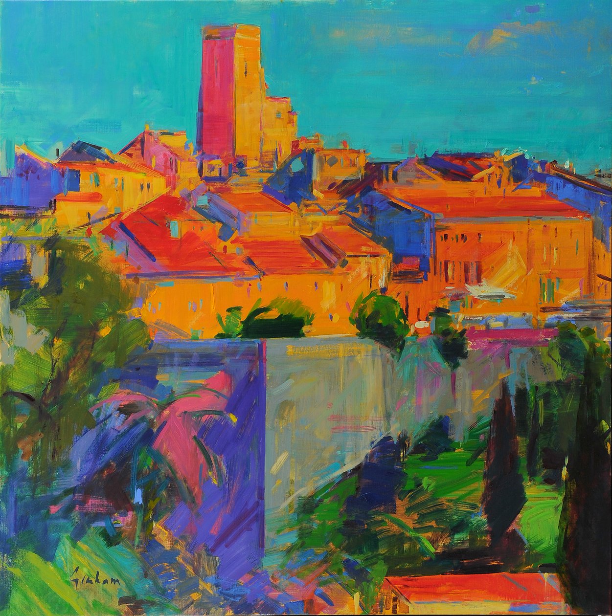 Saint-Paul de Vence, Aranyfény, 2022 (olaj, vászon) alkotó: Peter Graham