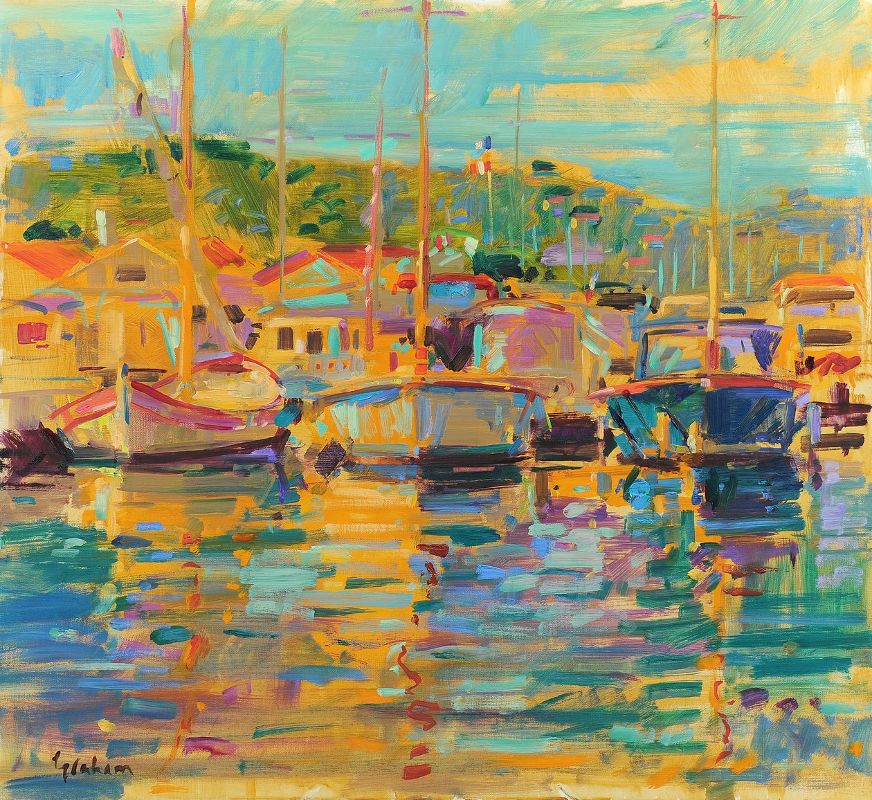 Saint-Tropez reggel, 2018 (olaj, vászon) alkotó: Peter Graham