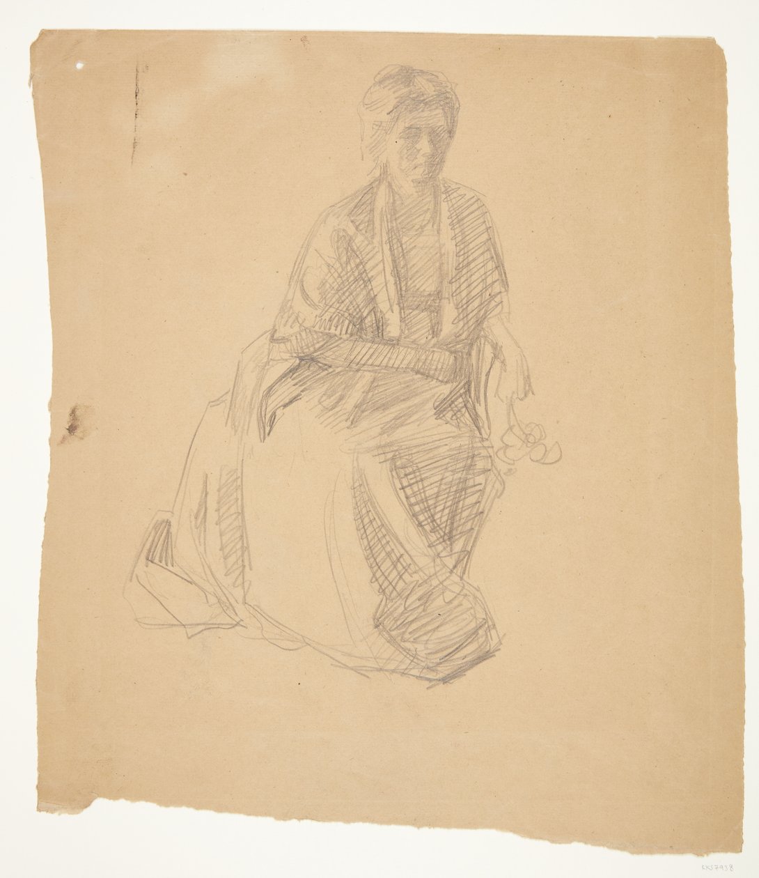 A művész felesége (Elise P. H.) ült. Tanulmány a festményhez: A Faaborgi Múzeum felavatása (1910-11) alkotó: Peter Hansen