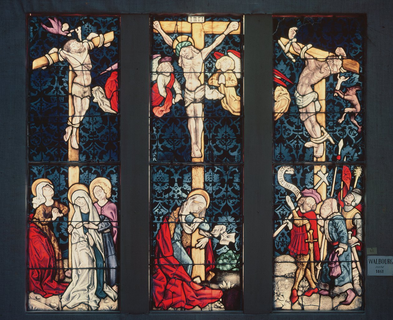 A keresztre feszítés, 1461 (festett üveg) alkotó: Peter Hemmel