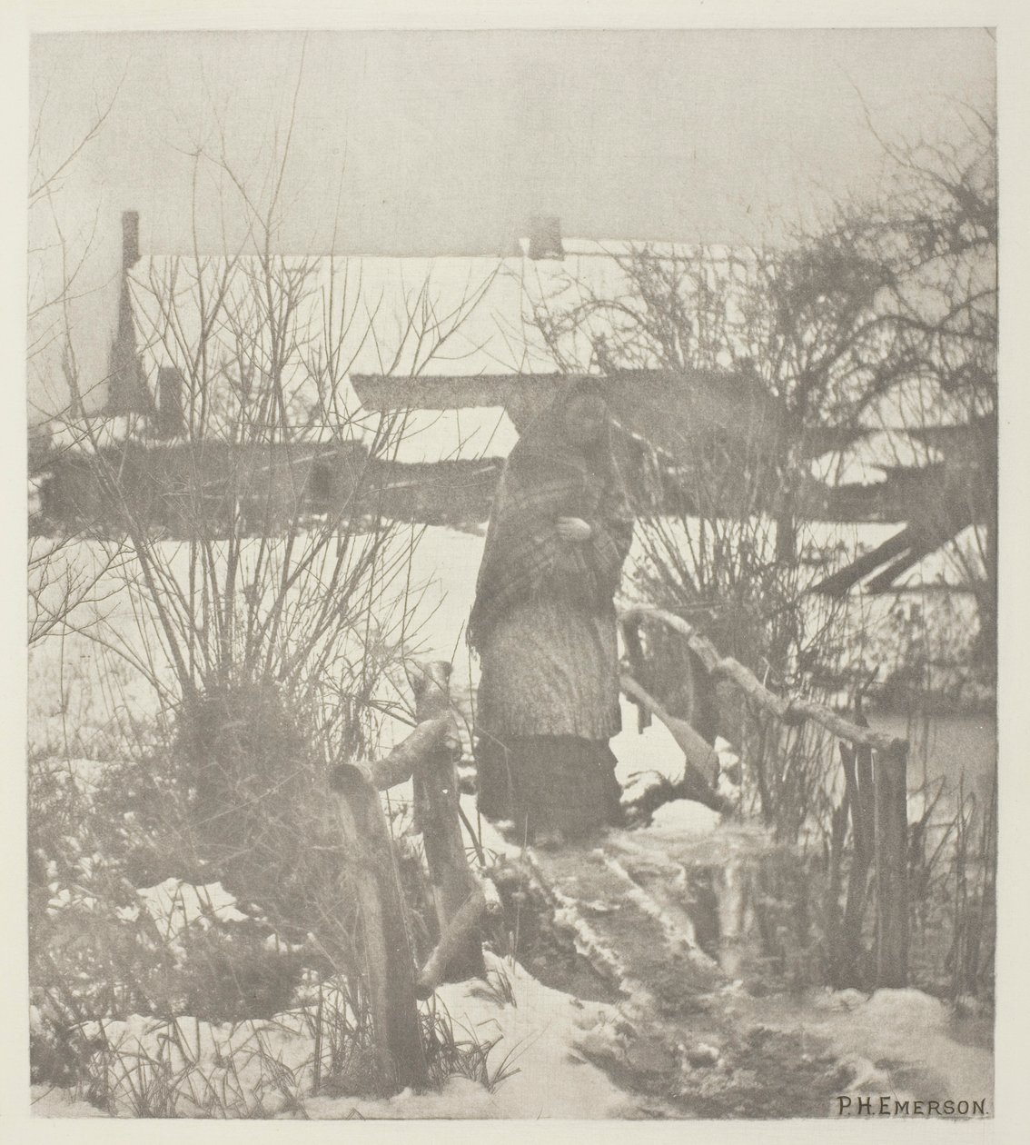 Csúszós út – Téli jelenet (Norfolk) alkotó: Peter Henry Emerson