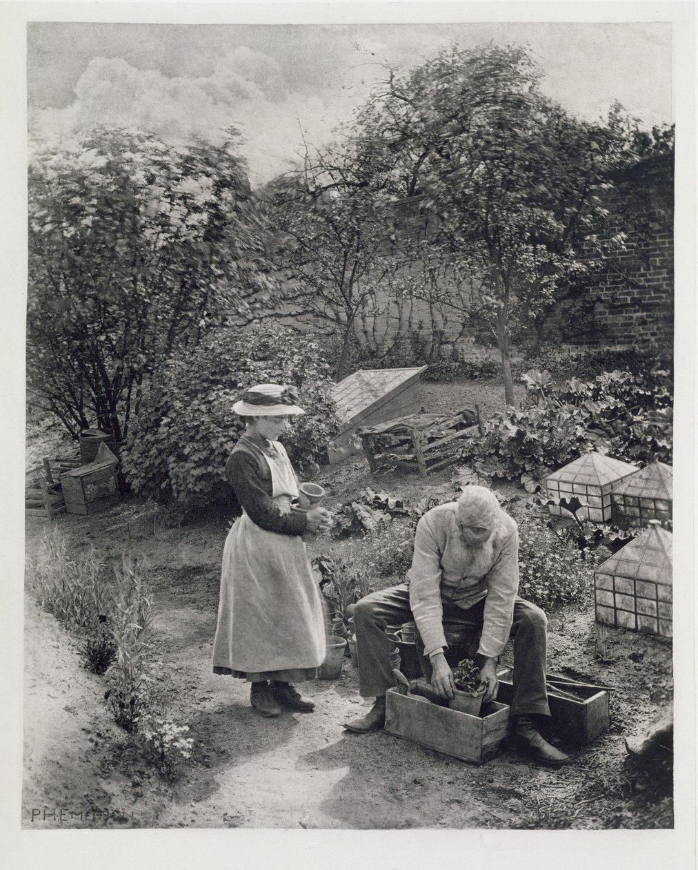 Egy öregember és lánya kertészkedik alkotó: Peter Henry Emerson