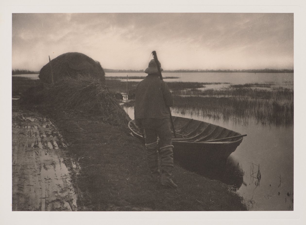 Mocsári ember nádalom vágására indul, a Norfolk Broads élete és tájai című műből alkotó: Peter Henry Emerson