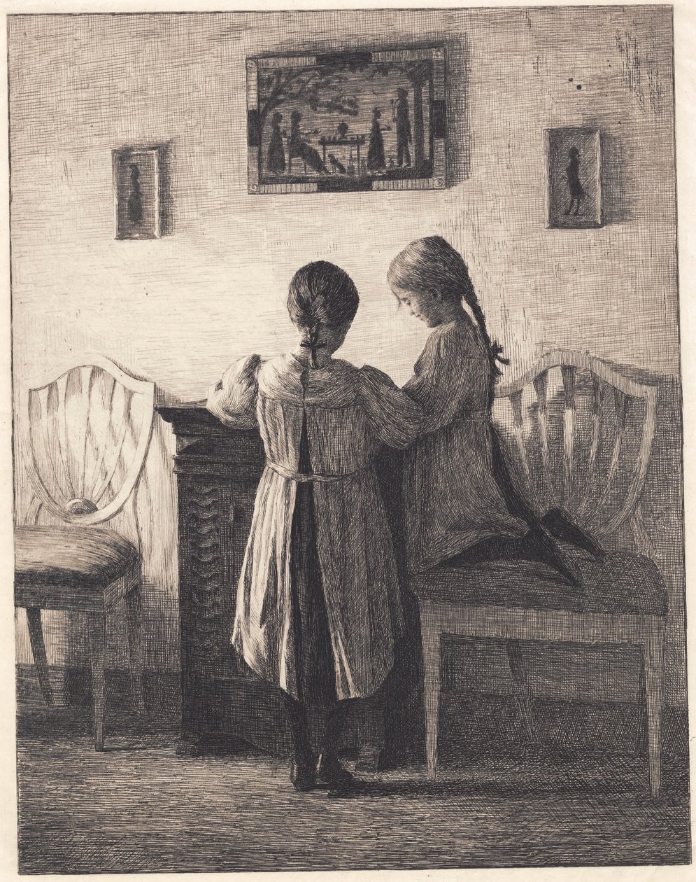 Belső két kislánnyal alkotó: Peter Vilhelm Ilsted