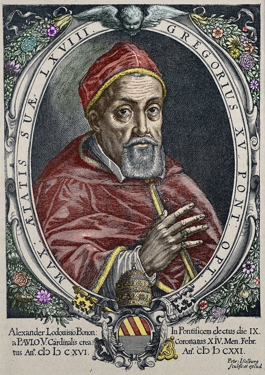XV. Gergely pápa ábrázolása (Gregorio, Gregorius vagy Gergely) (1554-1623) Peter Isselburg metszet - (XV. Gergely pápa (1554-1623) portréja, Peter Isselburg metszet) Magángyűjtemény alkotó: Peter Isselburg