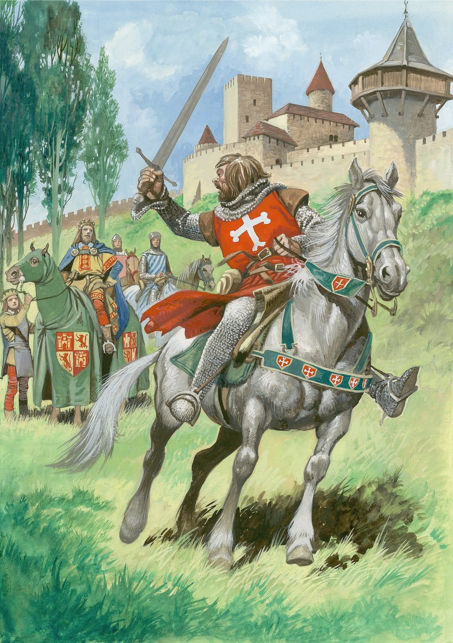 Lovag a kastély előtt (gouache, papír) alkotó: Peter Jackson
