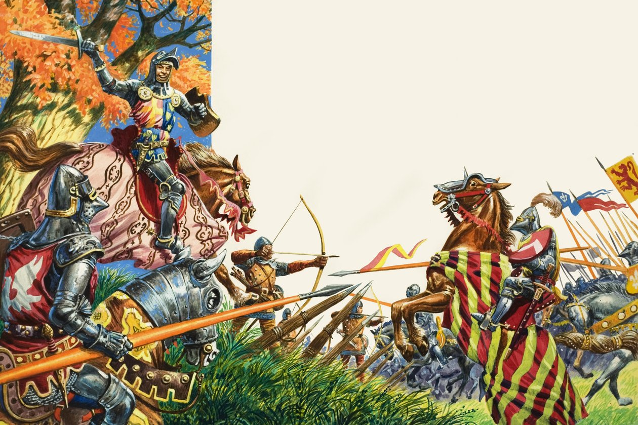 Agincourt-i csata 1415-ben (gouache, papír) alkotó: Peter Jackson