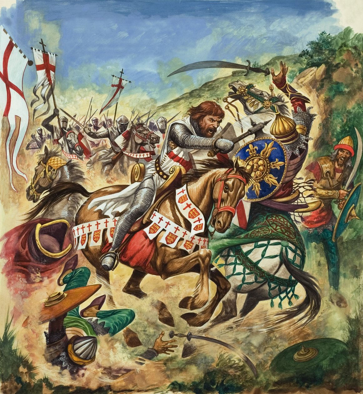 Oroszlánszívű Richárd (1157-99) a harmadik keresztes hadjárat alatt (gouache, papír) alkotó: Peter Jackson