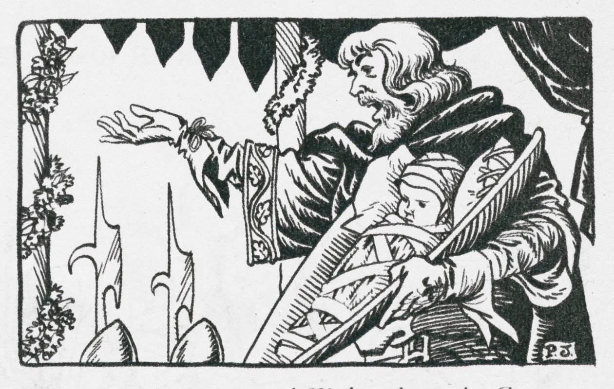 I. Edward király bemutatja a walesi népnek az első walesi herceget, aki Caernarvon várában született (lithó). alkotó: Peter Jackson