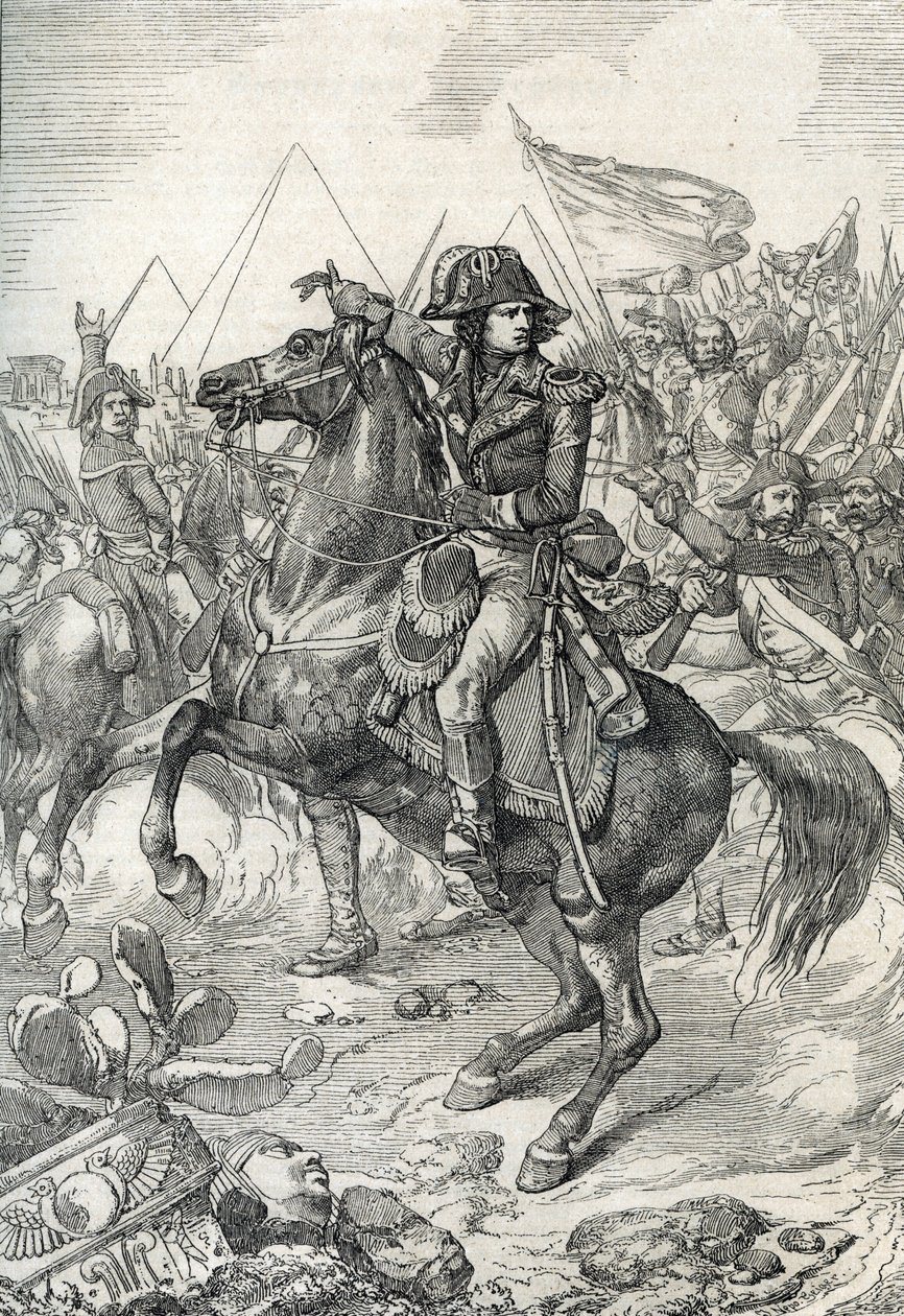 Egyiptom hadjárata (expedíciója) (1798-1801): Bonaparte Napóleon tábornok (1765-1821) a piramisok előtt alkotó: Peter Johann Nepomuck Geiger