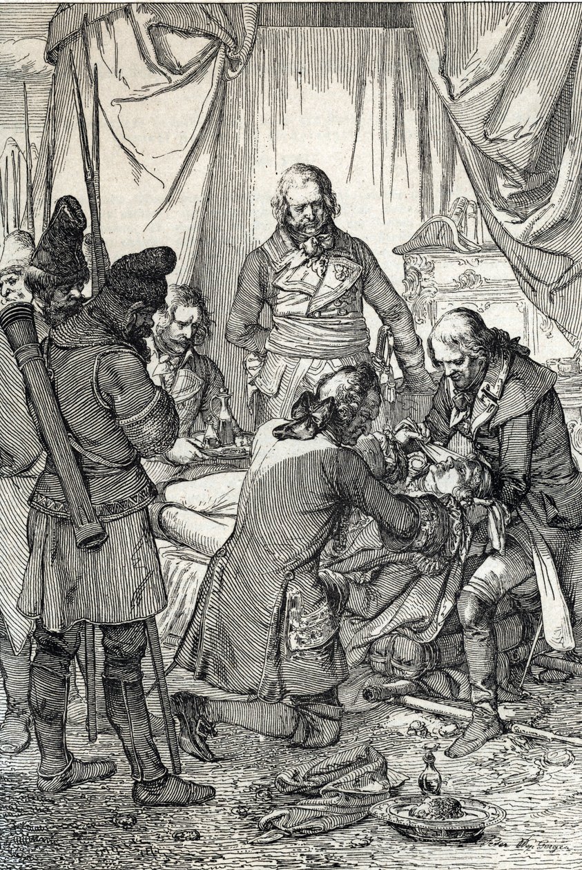 Kosciuszko felkelés: Lengyel szívek Tadeusz Kosciuszko (1746-1817) megsebesült az oroszok elleni maciejowicei csatában alkotó: Peter Johann Nepomuck Geiger