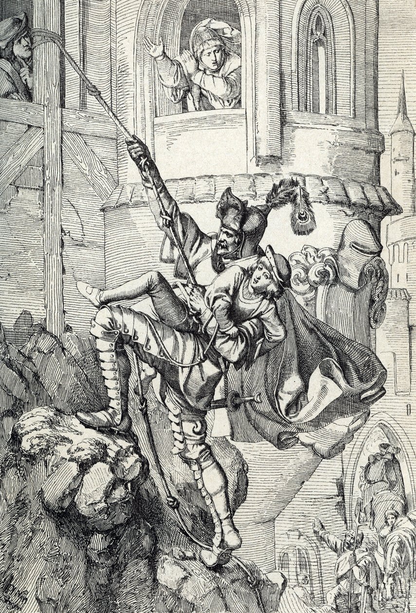 Prinzenraub: Ernest és Albert hercegek, II. Frigyes szász fiának elrablása 1455 júliusában Kunz von Kaufungen lovag által (Kunz elrabolta Szász Frigyes két fiát, Ernestet és Albertet a hercegnek nevezett Altenburg kastélyból alkotó: Peter Johann Nepomuck Geiger