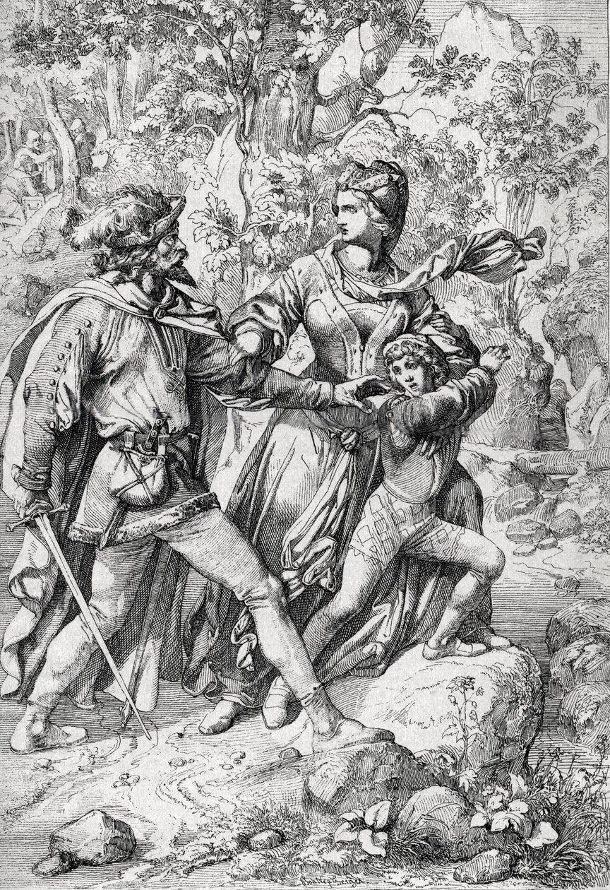 Anjou Margit angol királynőt (1430-1482) és fiát, Edwardot egy rabló mentette meg repülésük során a Yorkisták diadala után. alkotó: Peter Johann Nepomuck Geiger