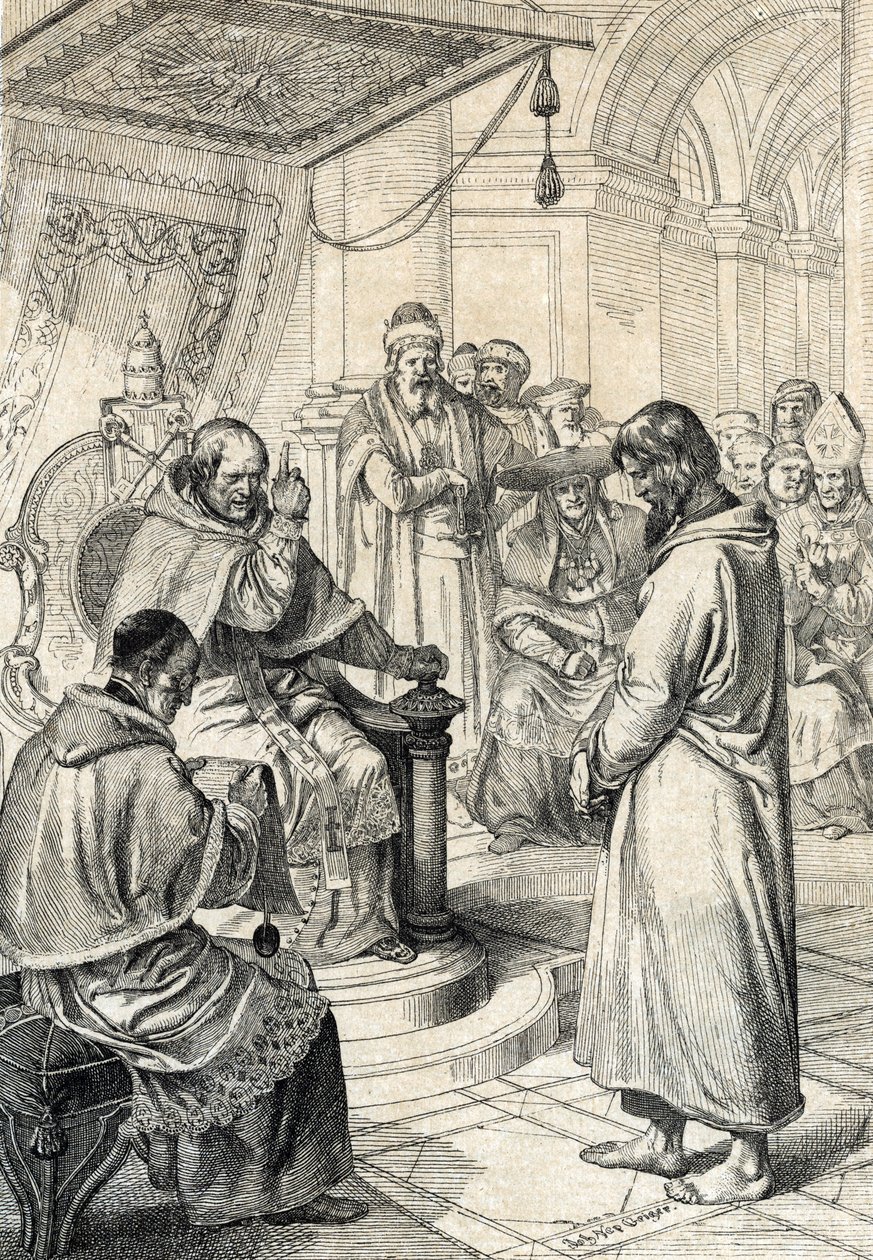 Az invesztíciók zűrzavara, Canossa bűnbánata: Canossában IV. Henrik, a Római Birodalom császára (1050-1106) bűnbánó ruhában VII. Gergely pápa (Hildebrand: 1015/20-1085) bocsánatáért könyörög, 1007 januárjában tiszteletreméltó jóvátételt7 ” (A wal alkotó: Peter Johann Nepomuck Geiger