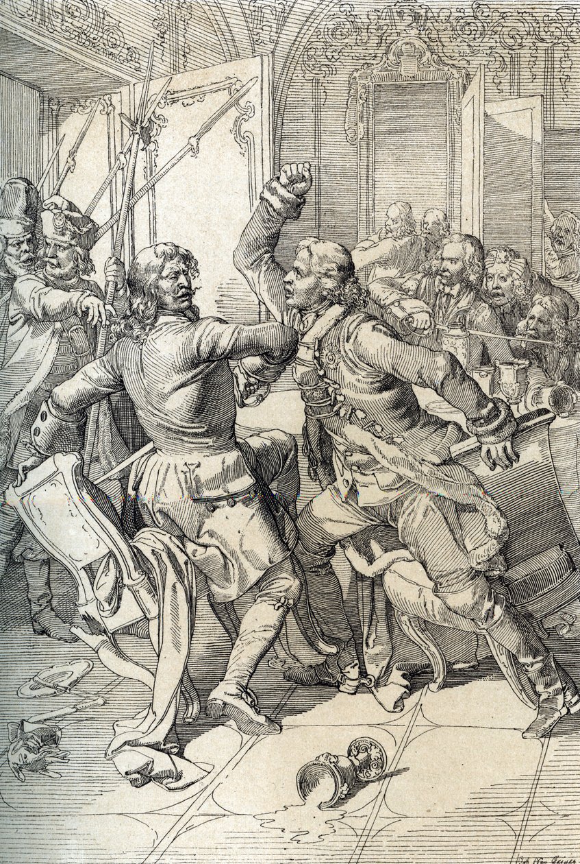 Streltsy-lázadás: a strelci ezredek (sztreletek) tagjainak letartóztatása, miután 1698-ban felmentették őket Nagy Péter cár progresszív újításai ellen, Oroszország alkotó: Peter Johann Nepomuck Geiger