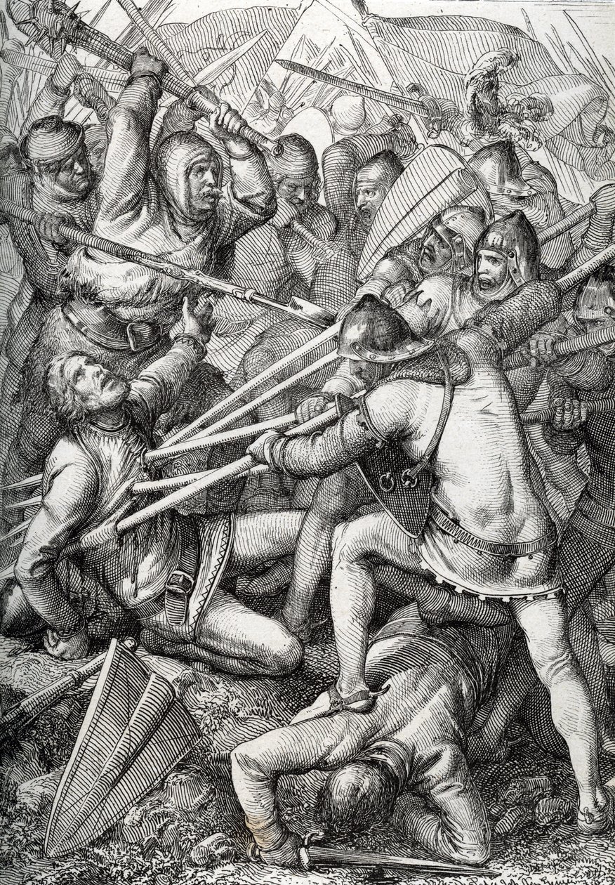 A sempachi csata 1386. július 9-én zajlott III. Lipót, Ausztria hercege és a Régi Svájci Konföderáció között, Anton Ziegler „Historische Memorabilian des In-und Auslandes” (Történelmi emlékek) című tollat rajzolva. alkotó: Peter Johann Nepomuck Geiger