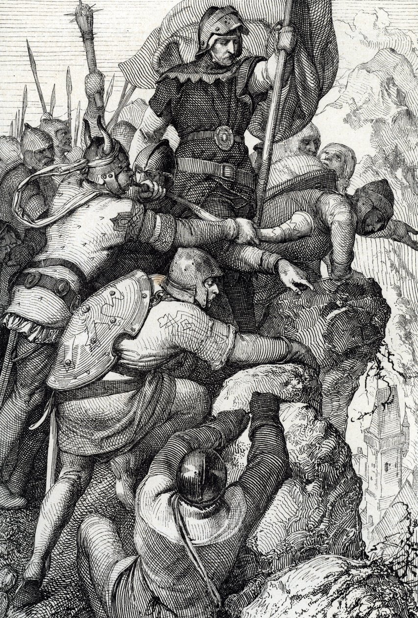 I. Othon of Baviere (1117-1183) csapatai Verona mellett Olaszországban 1155 (I. Ottó bajor herceg és serege Verona közelében, Olaszország 1155) Tollrajz a „Historische Memorabilian des In-und Auslandes”-ből” (Történelmi emlékek) írta Anton Ziegler alkotó: Peter Johann Nepomuck Geiger