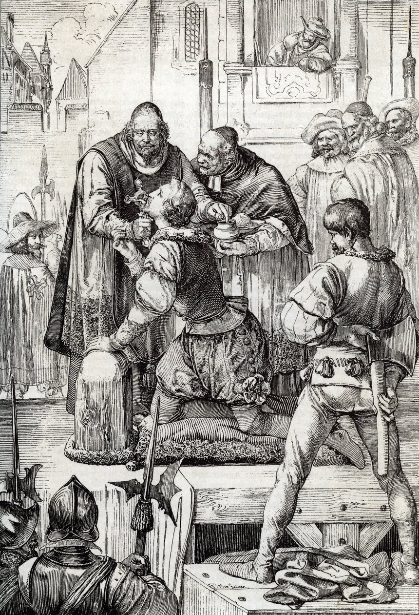 Kilencvenéves háború (vagy Hollandia lázadása) (1568-1648): Lamoral, Egmont grófja, Gavre hercege (1522-1568), holland politikus dekollációja - A Bajok Tanácsa keretében elítélték ( vagy Vértanács) által létrehozott alkotó: Peter Johann Nepomuck Geiger