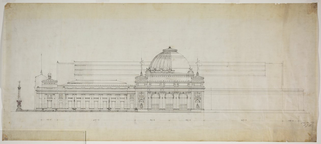 Lakefront Exhibition Hall, Chicago, Illinois, Elevation alkotó: Peter Joseph Weber