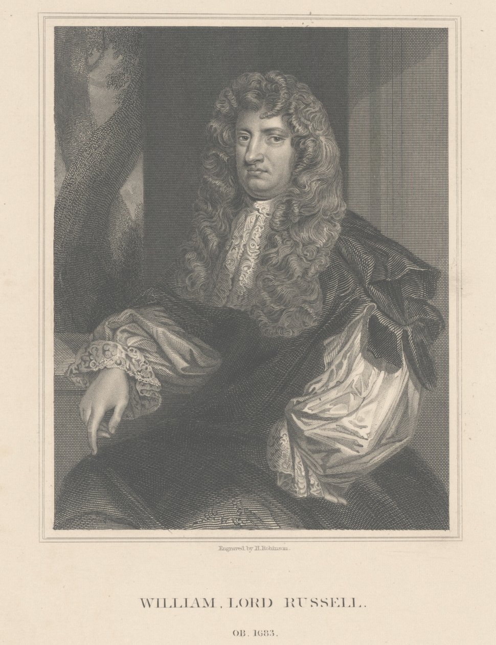 Lord William Russell portréja, metszette H. Robinson alkotó: Peter Lely