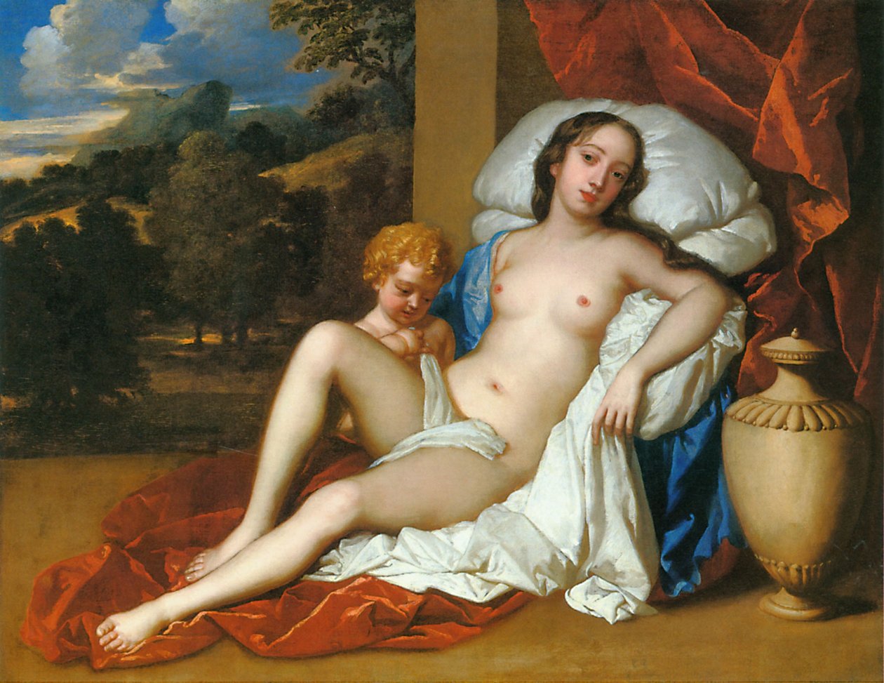 Fiatal nő (Barbara Villiers vagy Nell Gwyn) és gyermeke, mint Vénusz és Ámor portréja. alkotó: Peter Lely