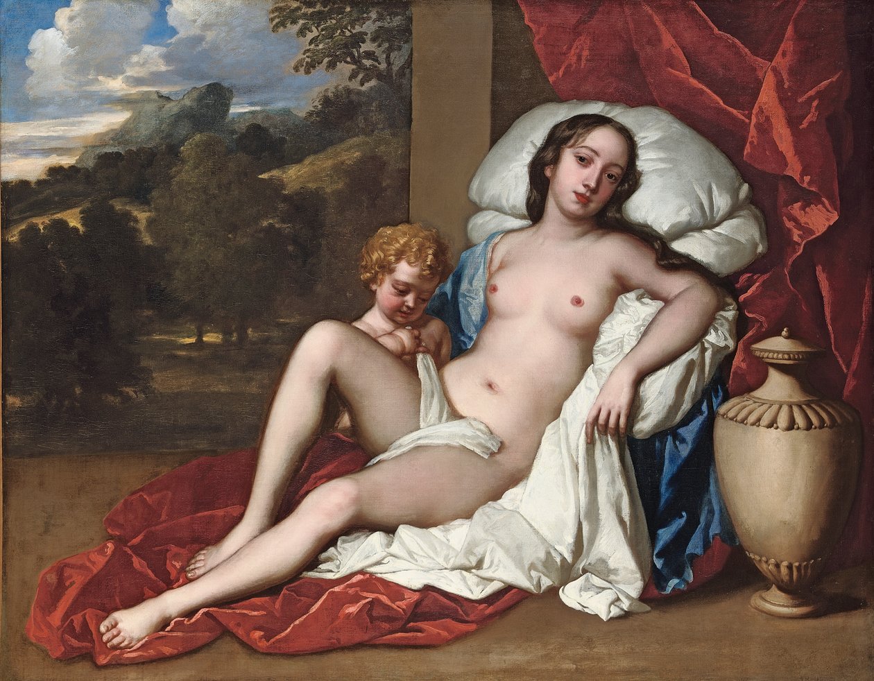 Egy fiatal nő és gyermek portréja, mint Vénusz és Ámor alkotó: Peter Lely