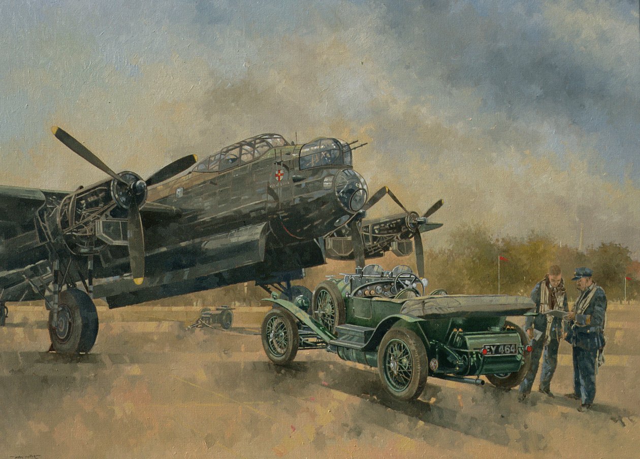 Egy Lancaster és egy Bentley, 2000 (olaj, vászon) alkotó: Peter Miller