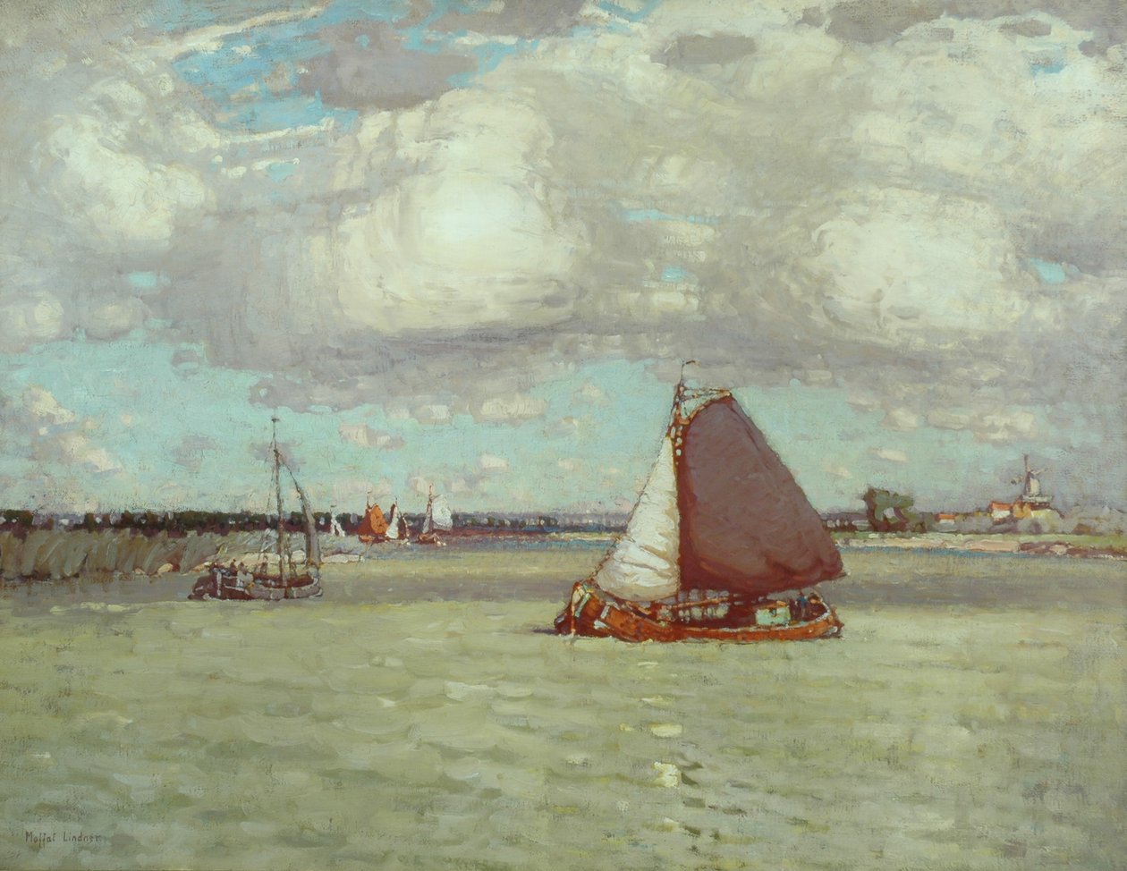 Egy holland folyó, 1904 körül (olaj, vászon) alkotó: Peter Moffat Lindner