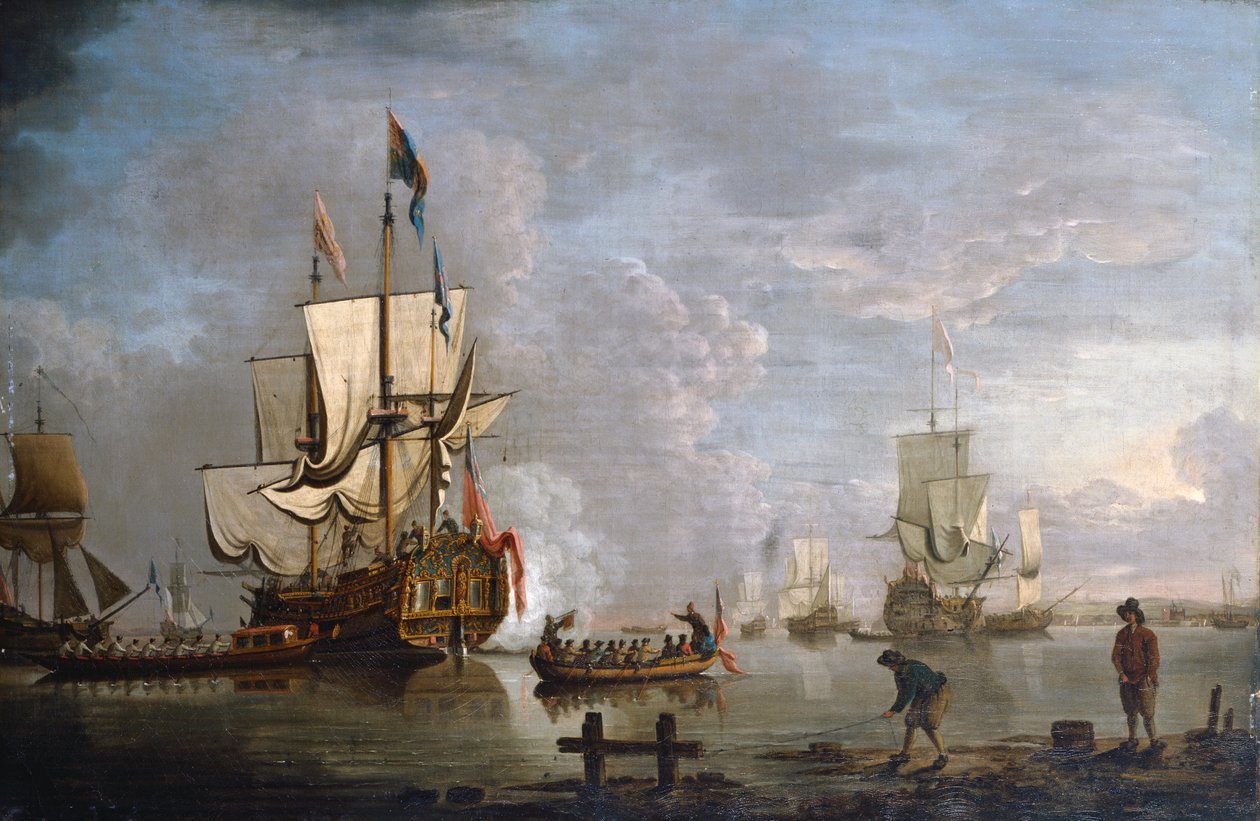 The Morning Gun: HMS Peregrine Rochesternél (olaj, vászon) alkotó: Peter Monamy