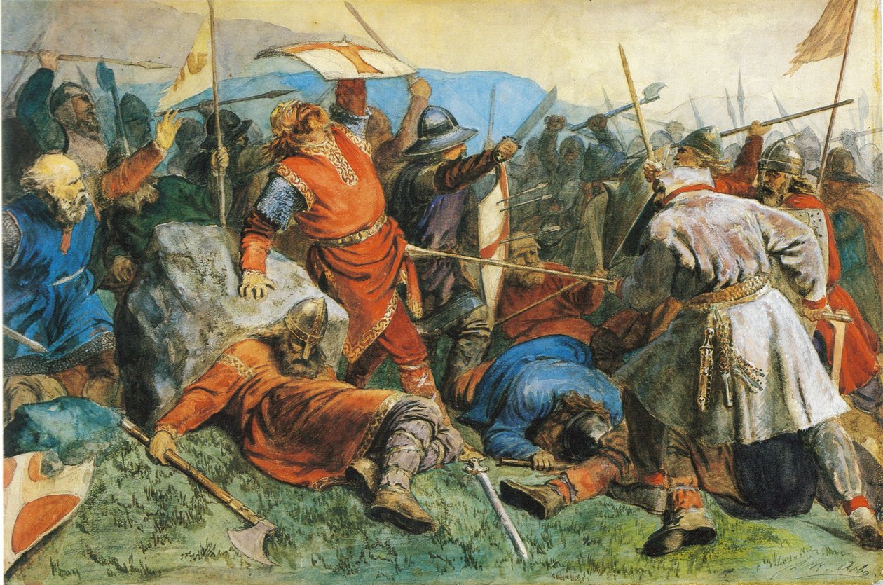 Szent Olav a stiklestadi csatában, 1859 alkotó: Peter Nicolai Arbo