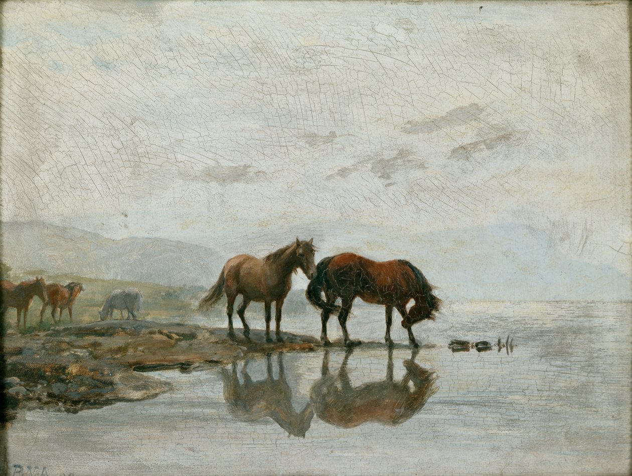 Vízállomás (olaj, vászon) alkotó: Peter Nicolai Arbo