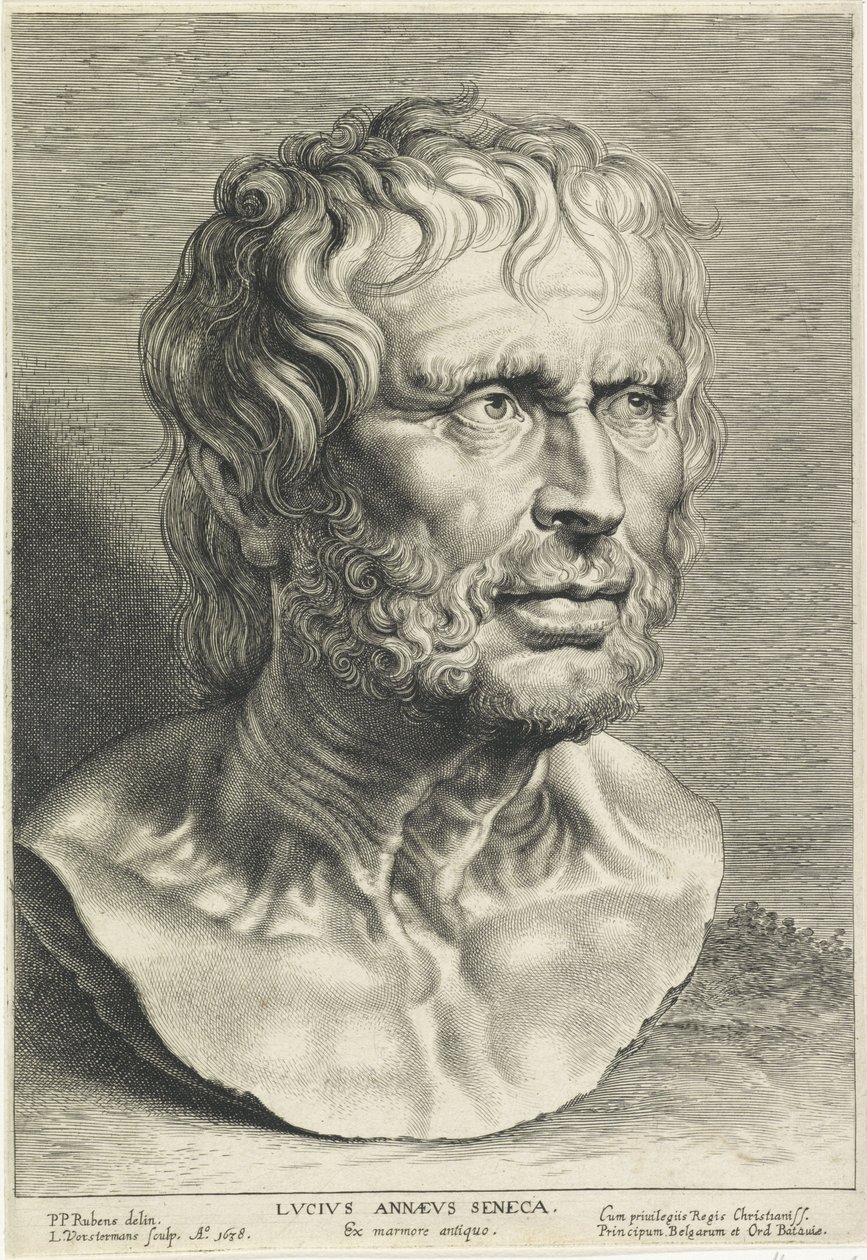 Seneca mellszobra, Lucas Vorsterman metszete alkotó: Peter Paul (after) Rubens